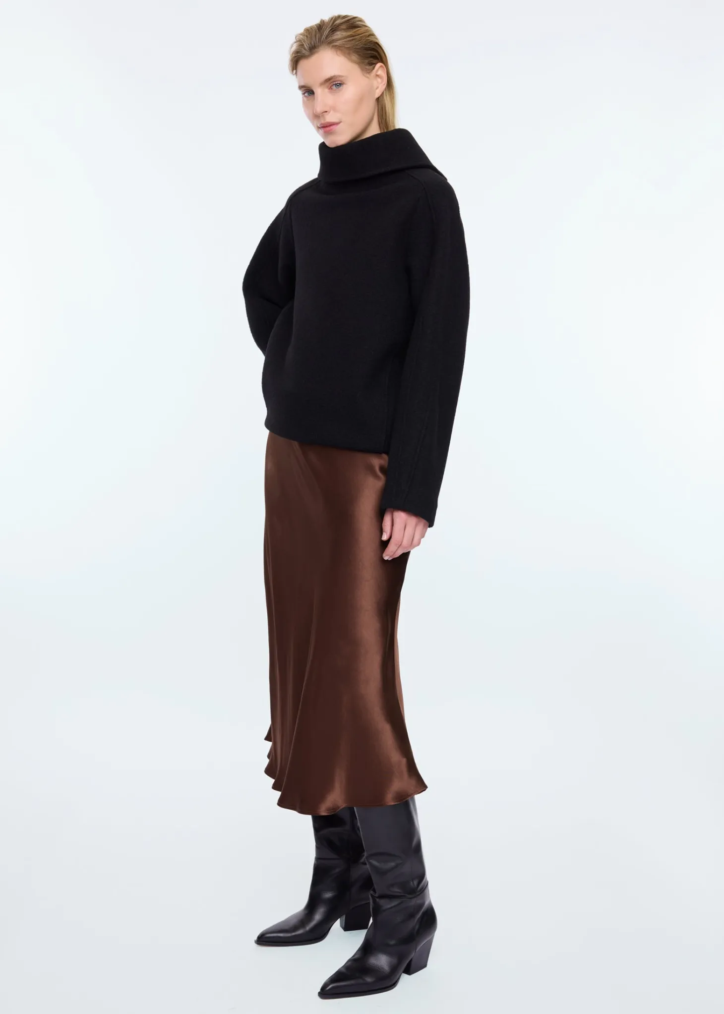 Bias satin skirt