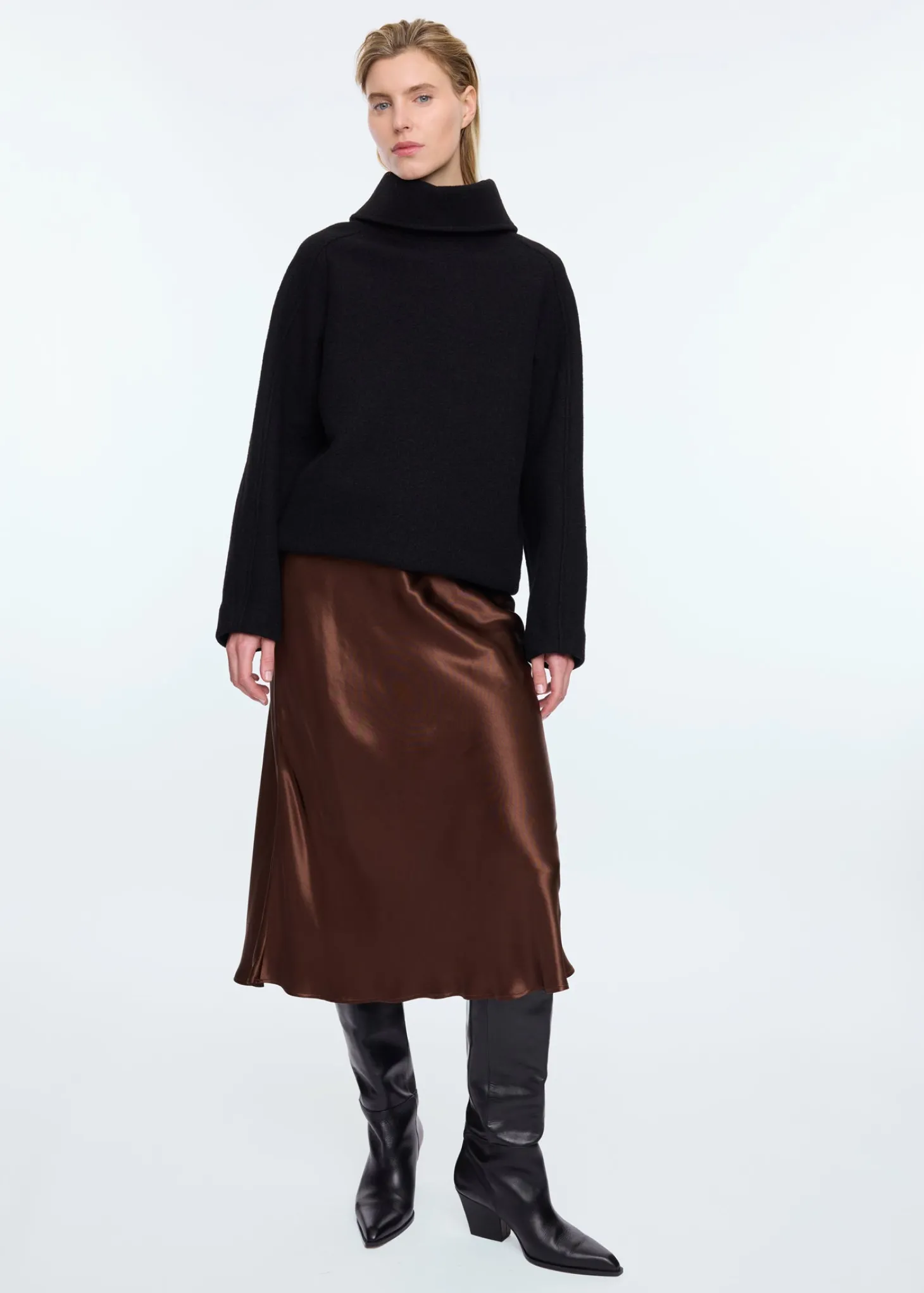 Bias satin skirt