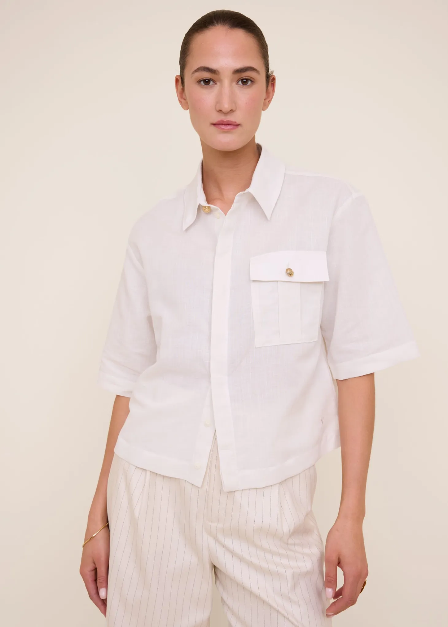 Boxy linnen cotton blouse