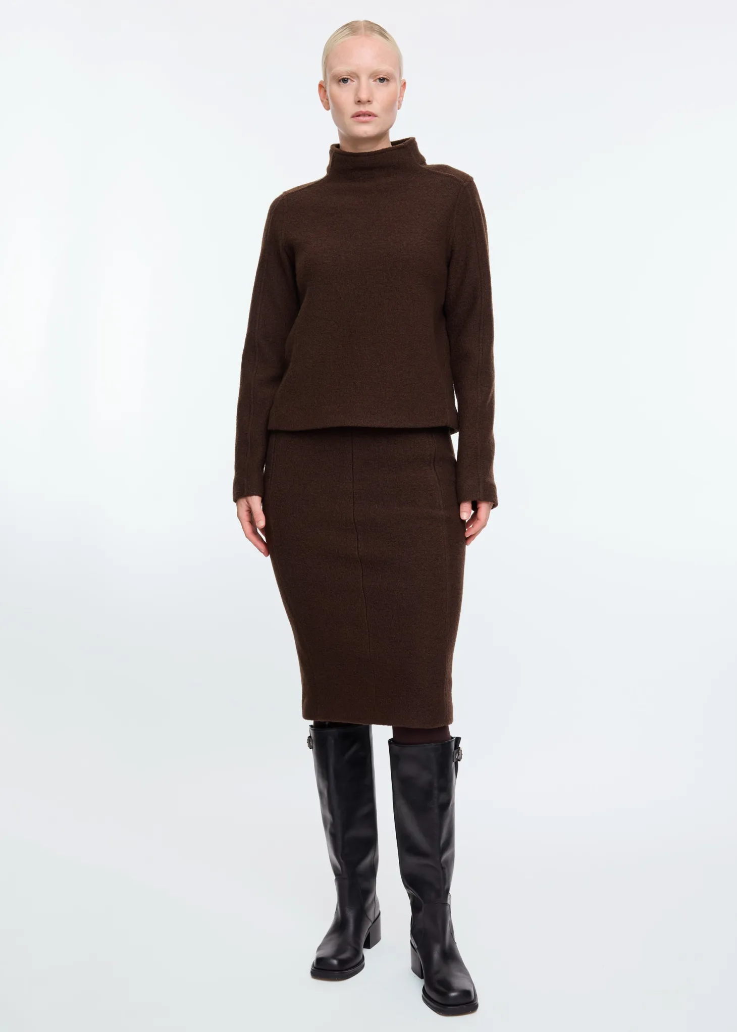 Curl wool pencil skirt