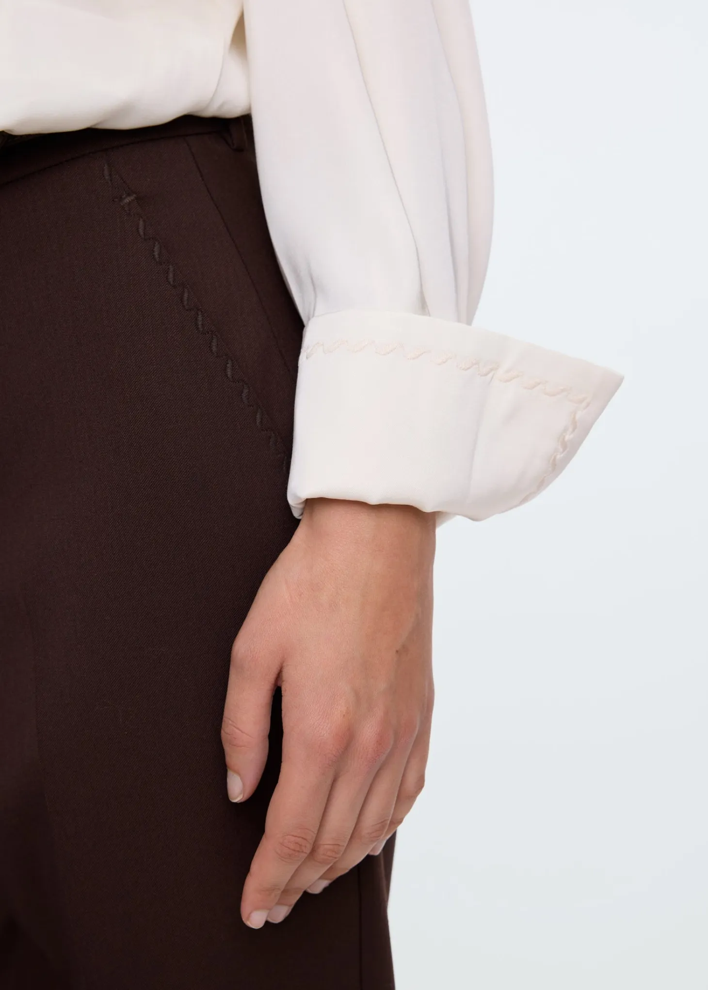 Decostitch satin blouse