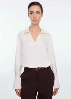 Decostitch satin blouse