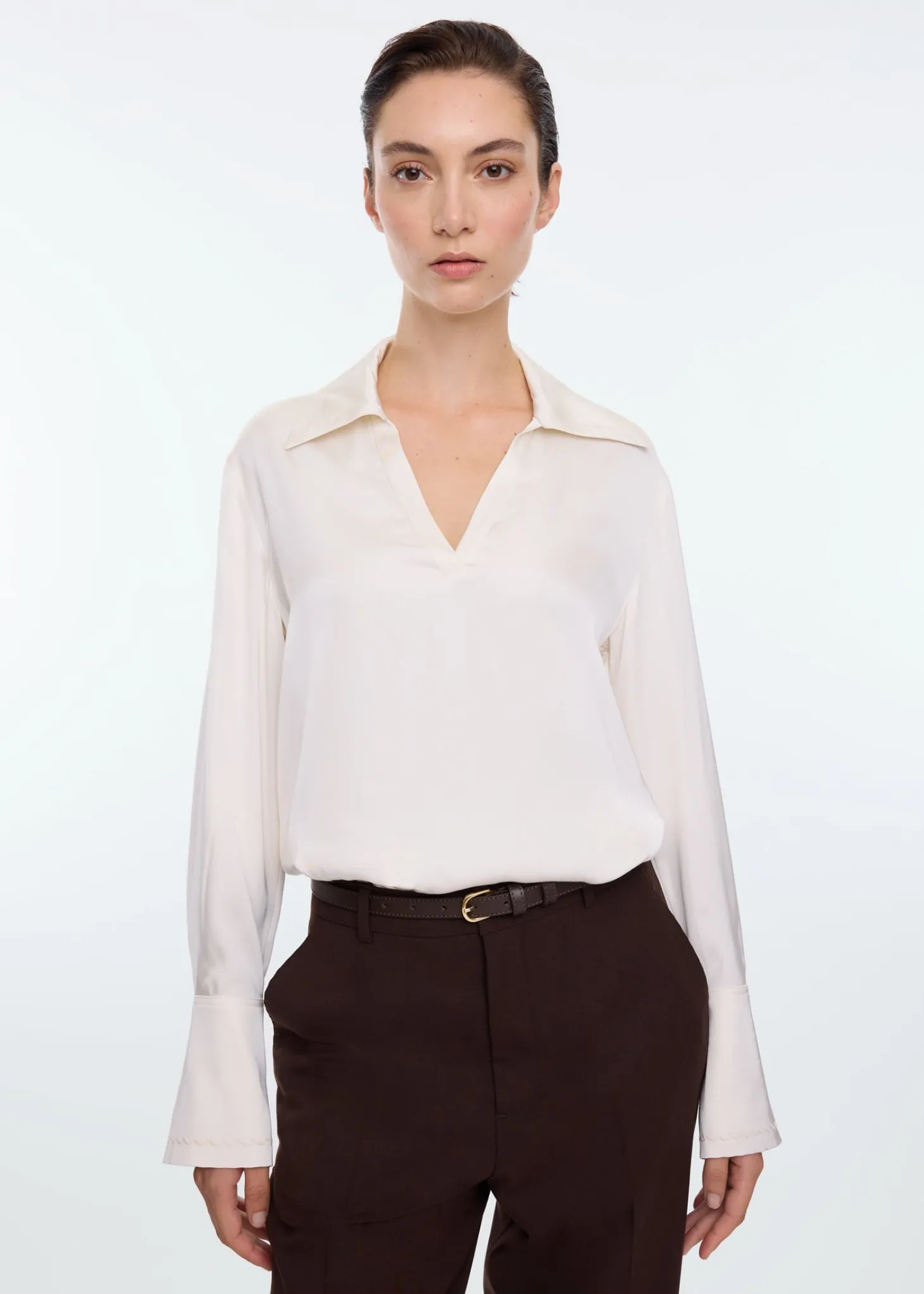 Decostitch satin blouse