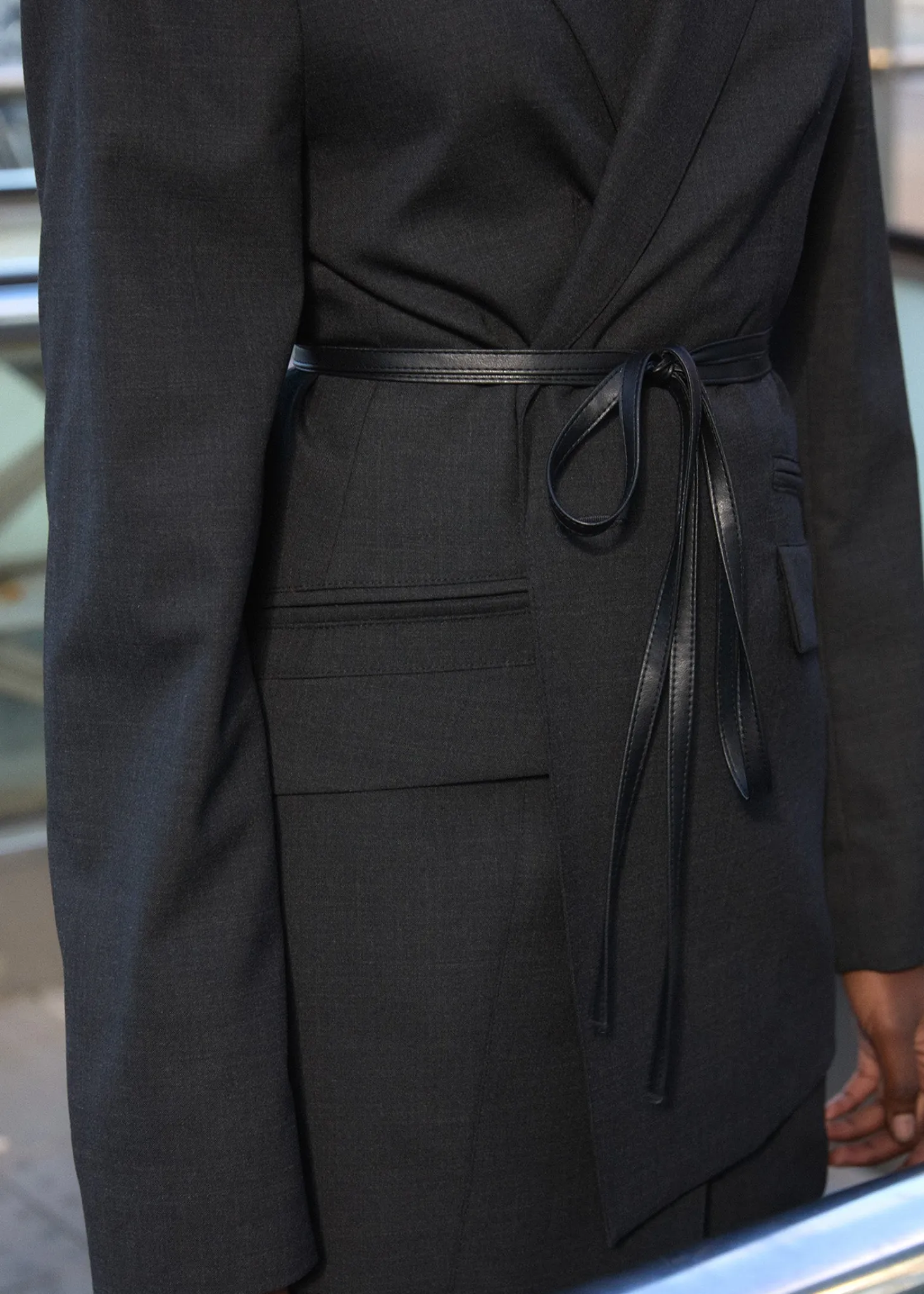 Faux leather cord belt