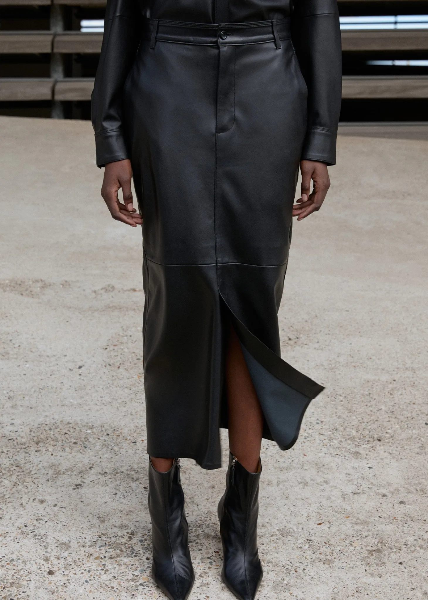Faux leather skirt