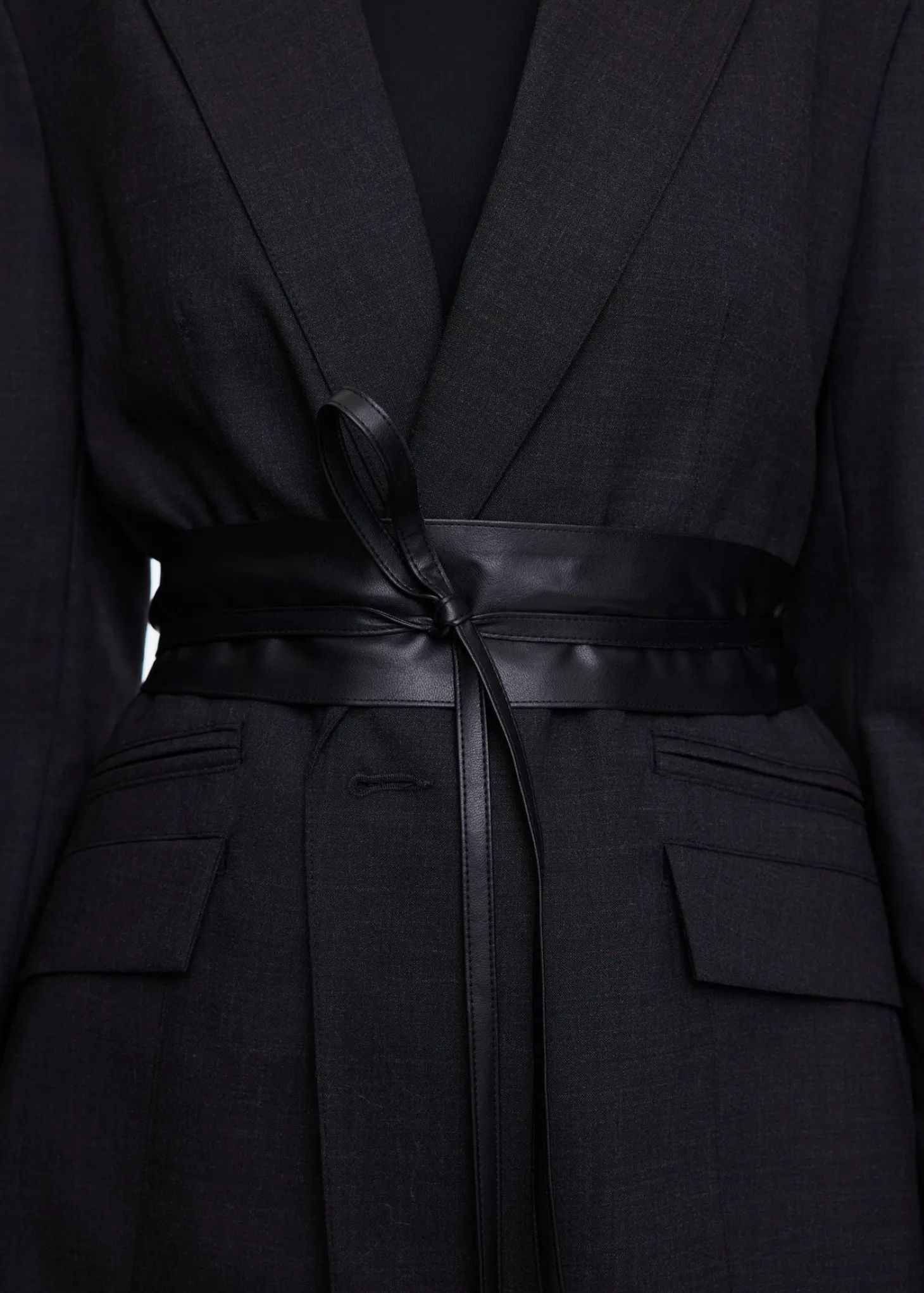 Faux leather wrap belt