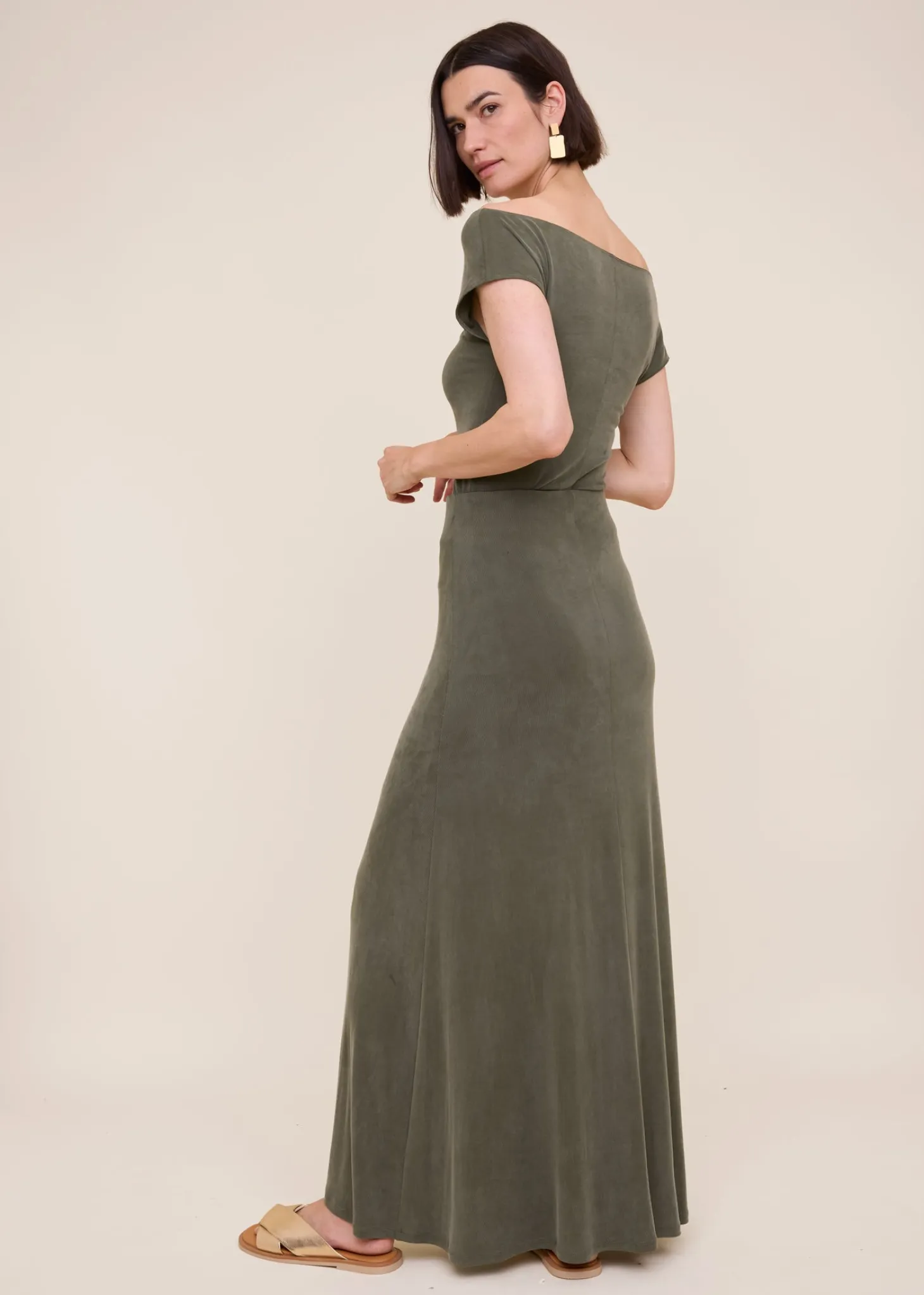 Flowy viscose rib skirt
