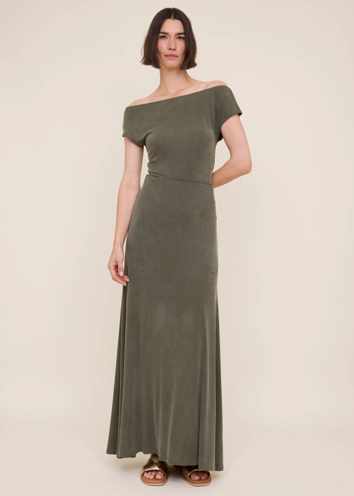Flowy viscose rib skirt