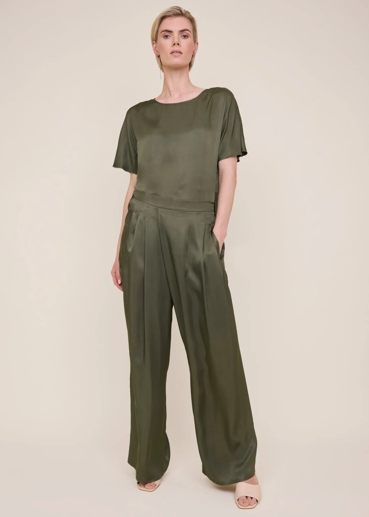 Folded satin top