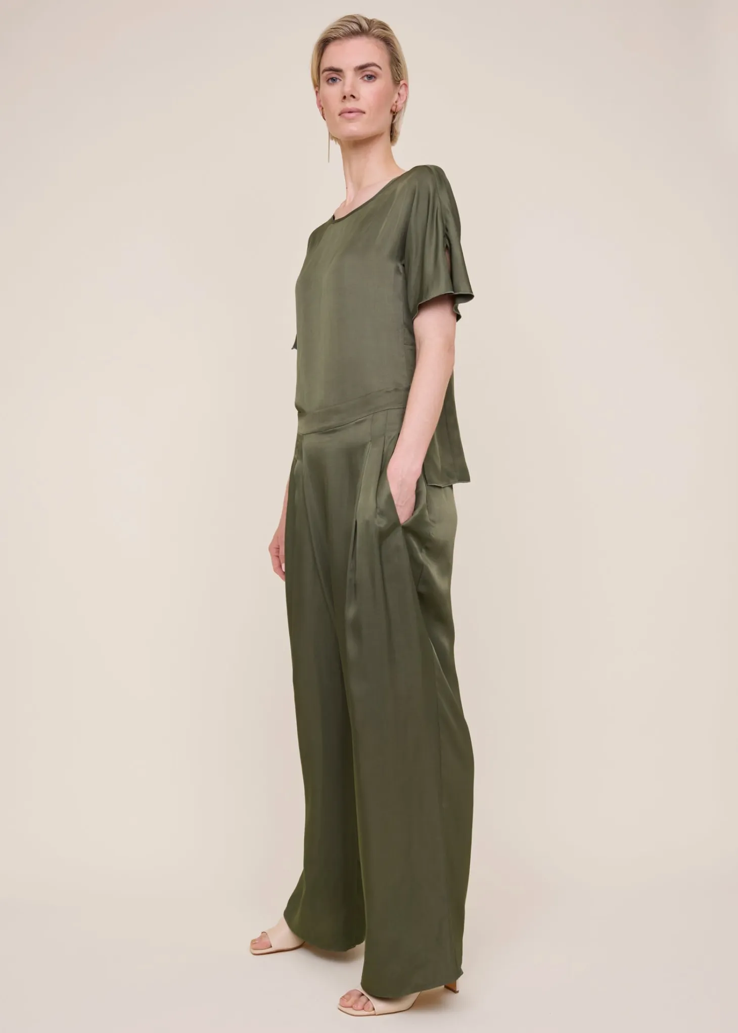 Folded satin top