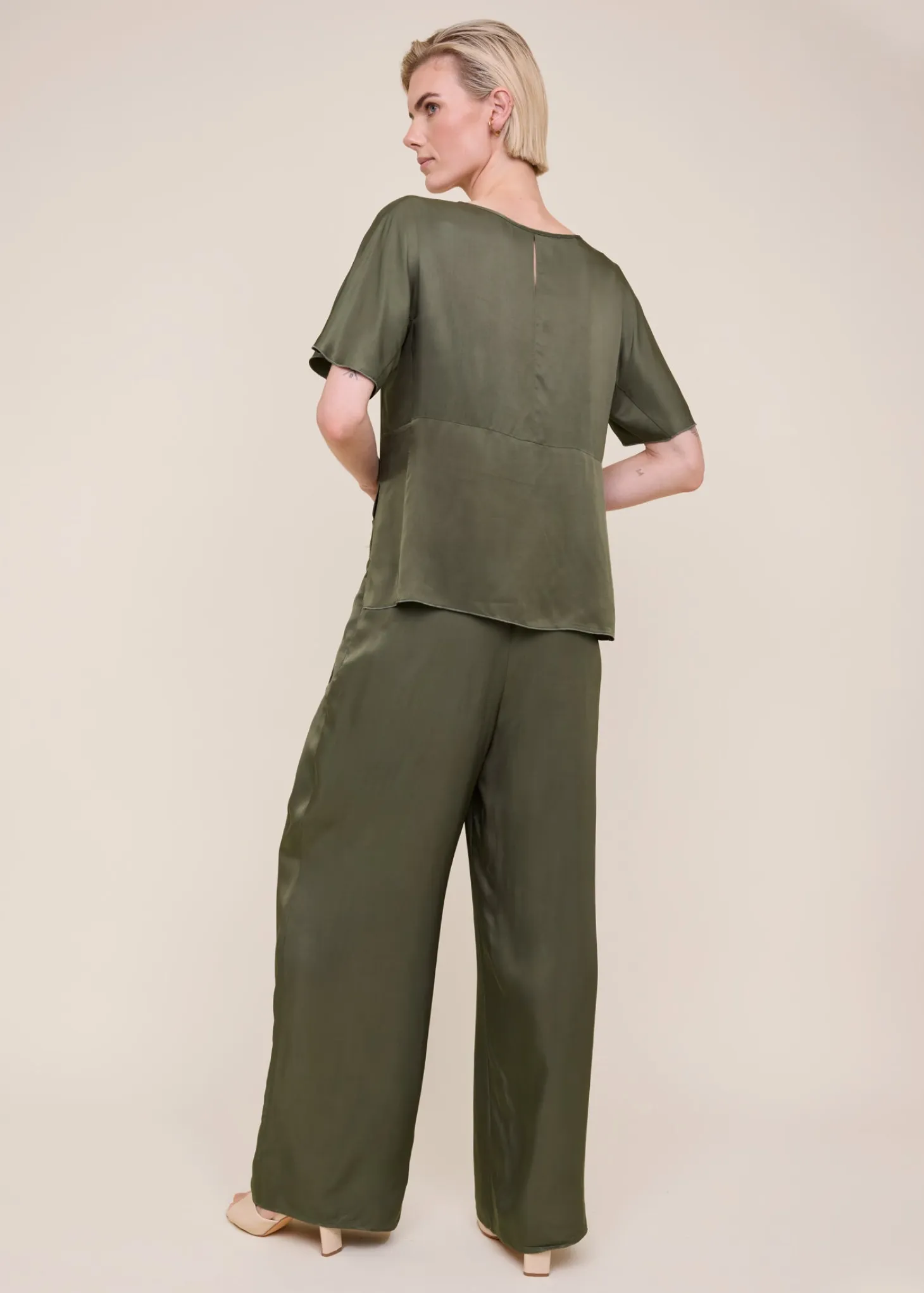 Folded satin top