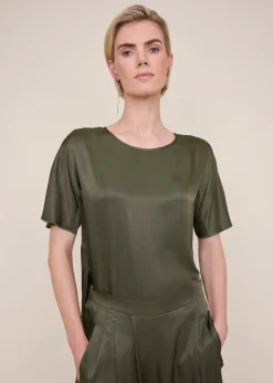 Folded satin top