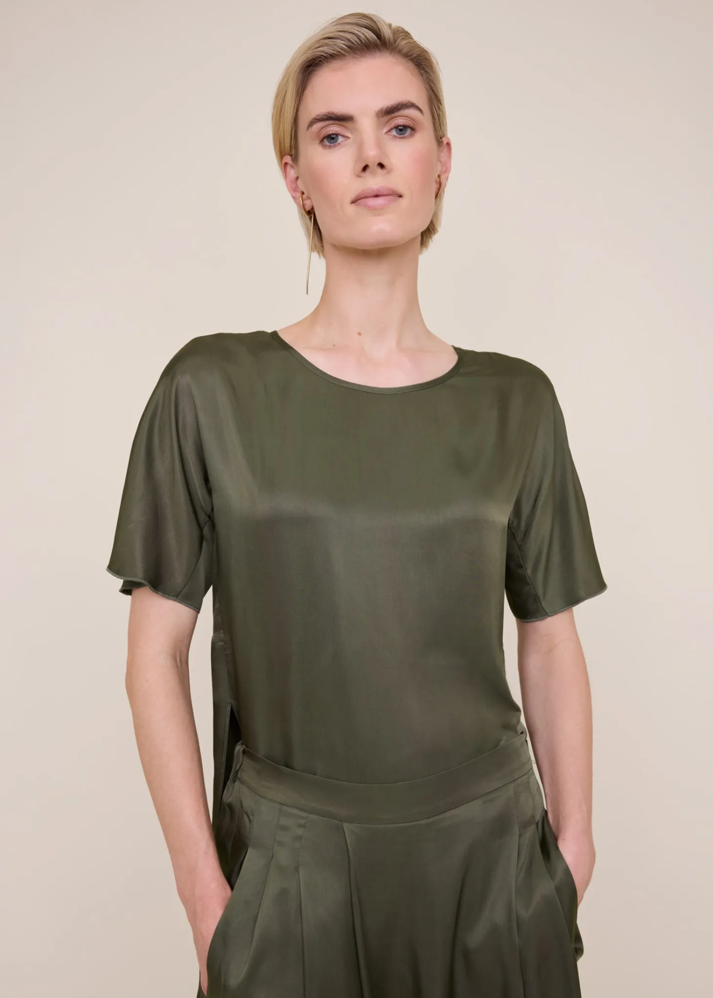 Folded satin top