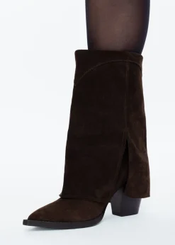Fold-over suede boot