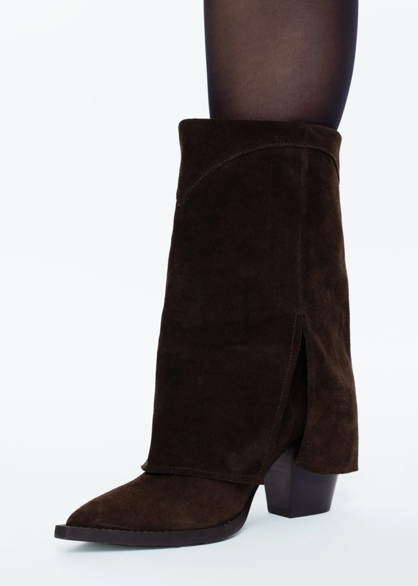 Fold-over suede boot
