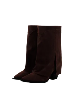 Fold-over suede boot