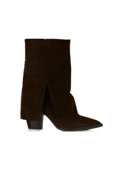 Fold-over suede boot