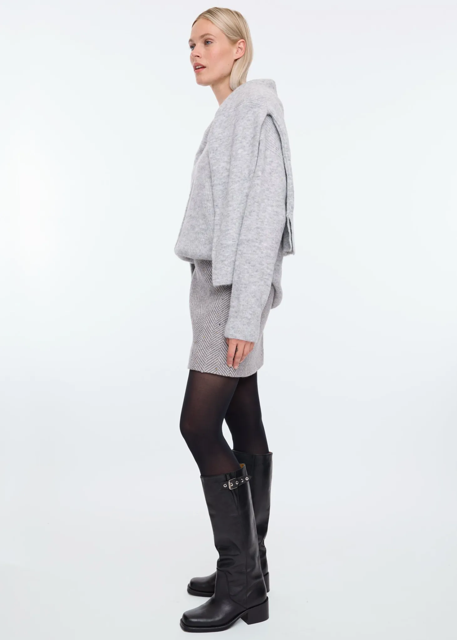 Herringbone mini skirt