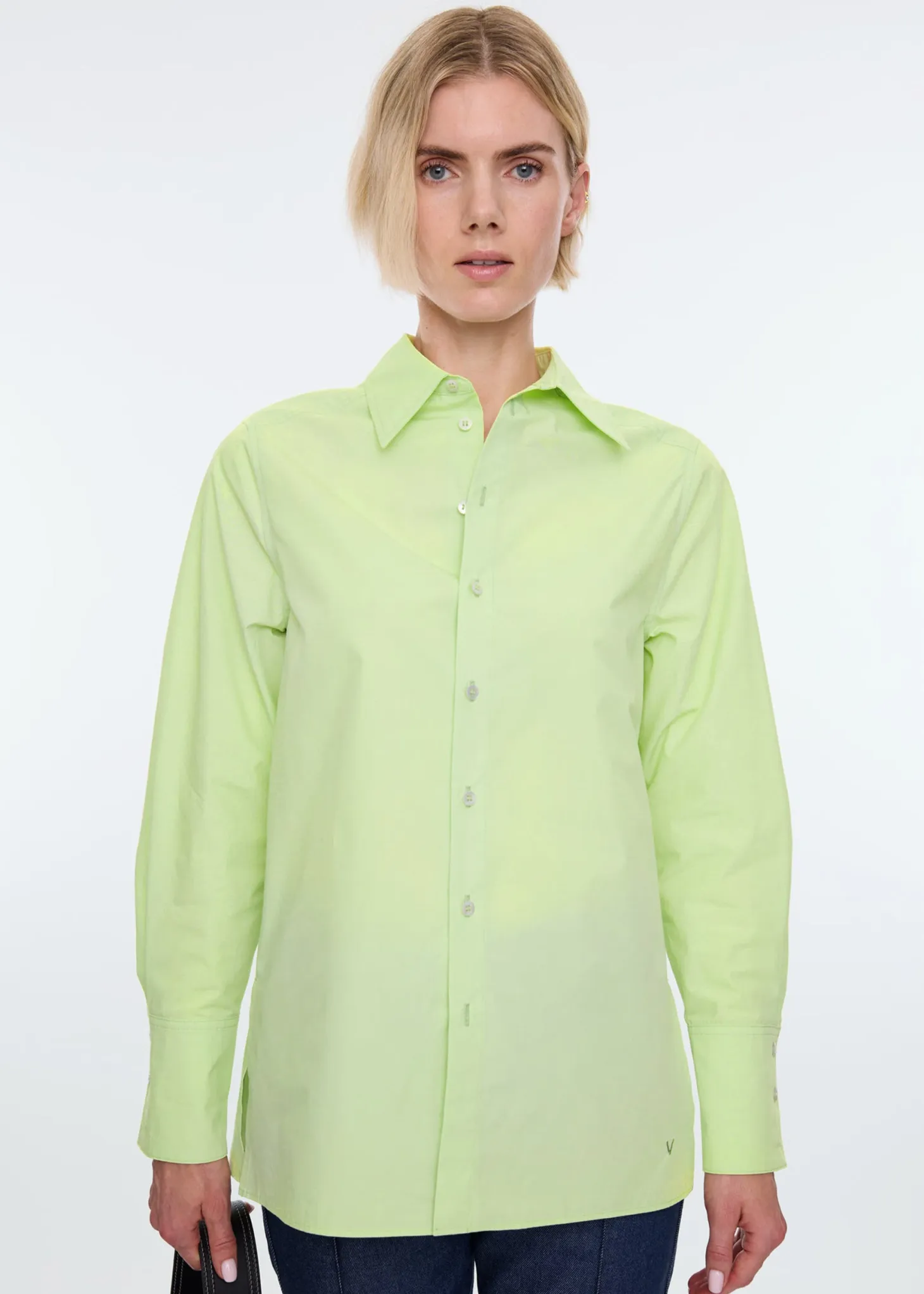 High cuff poplin blouse