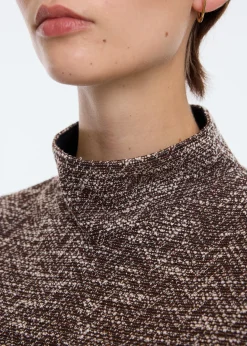 High neck tweed top