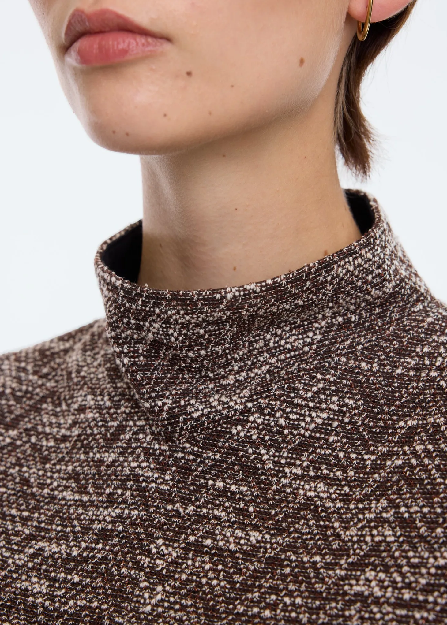 High neck tweed top