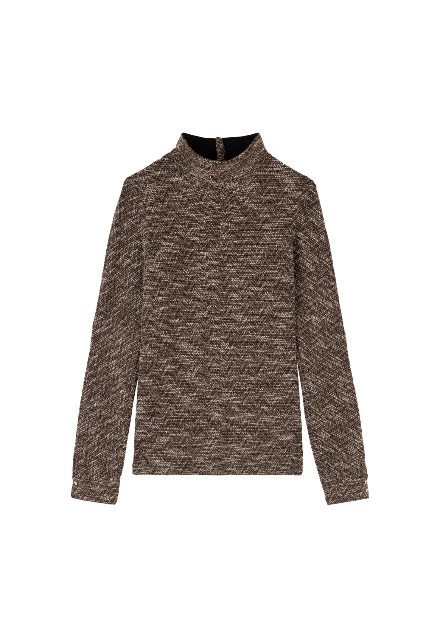 High neck tweed top