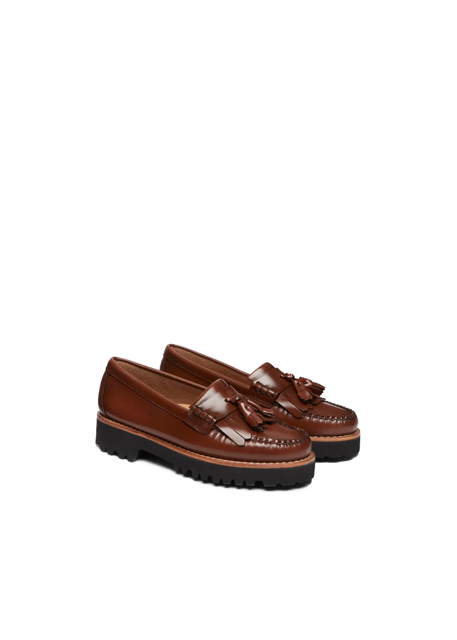 Leren platform loafers