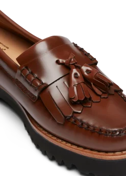 Leren platform loafers