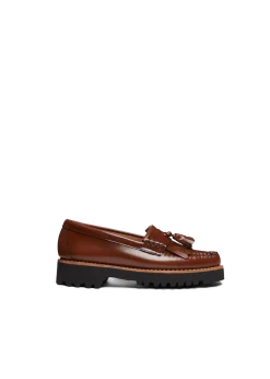 Leren platform loafers