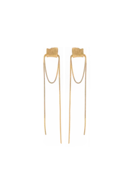 Long organic gold plated earring