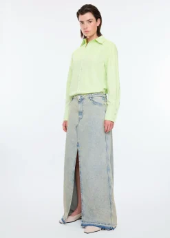 Long tinted denim skirt