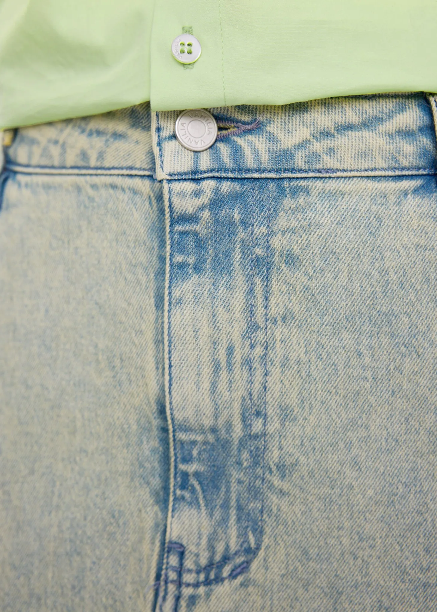 Long tinted denim skirt