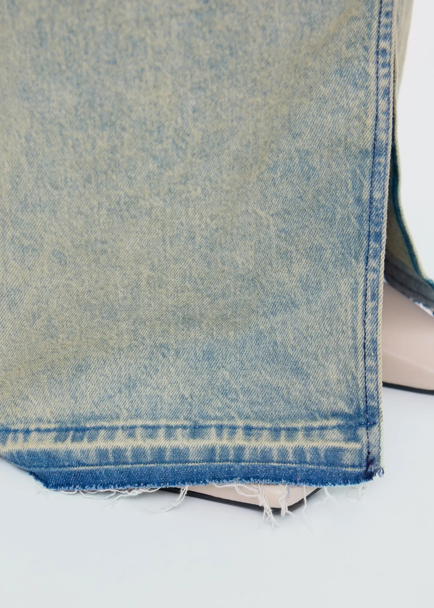 Long tinted denim skirt