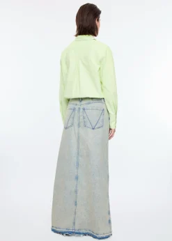 Long tinted denim skirt