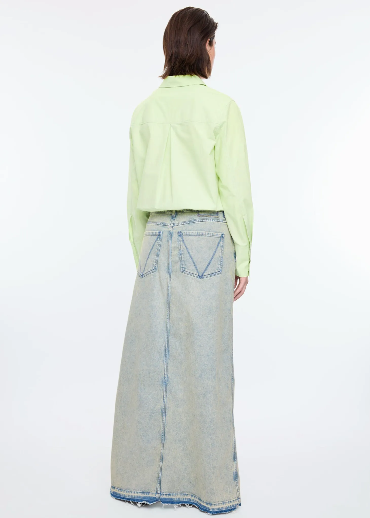 Long tinted denim skirt