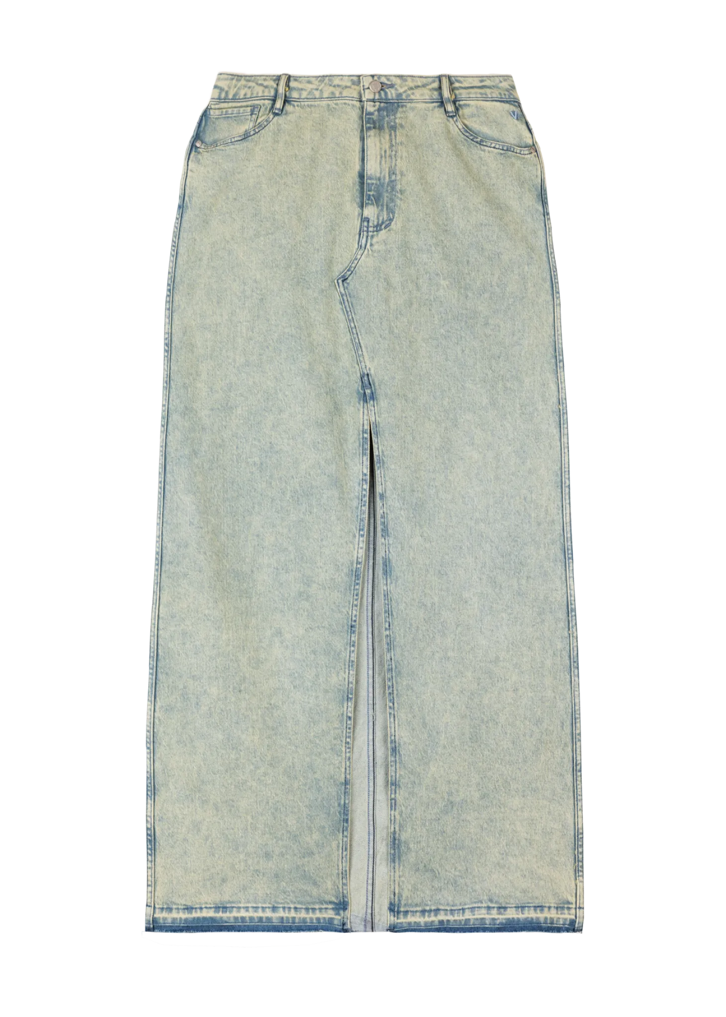 Long tinted denim skirt