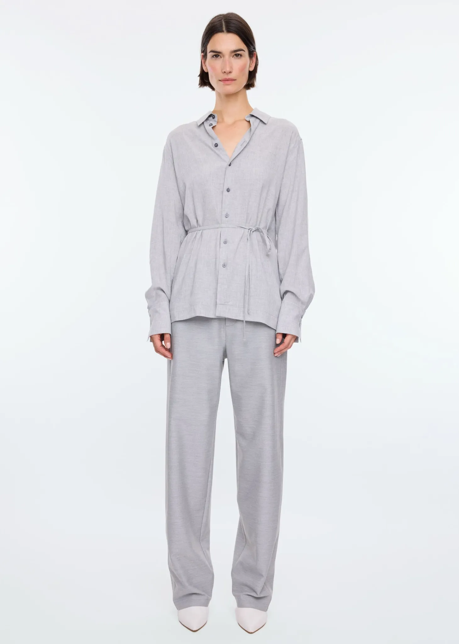 Melange overlap blouse