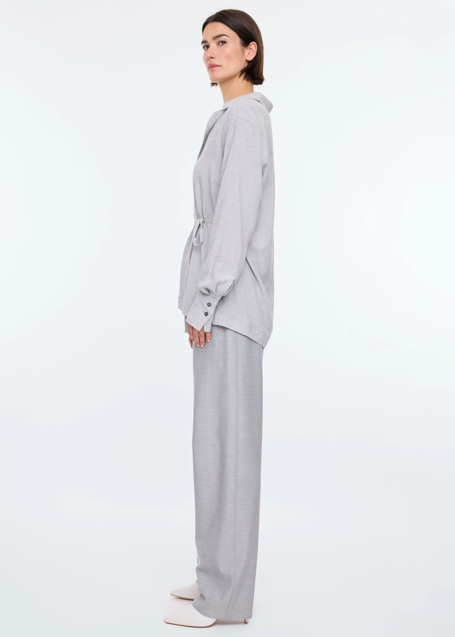Melange overlap blouse