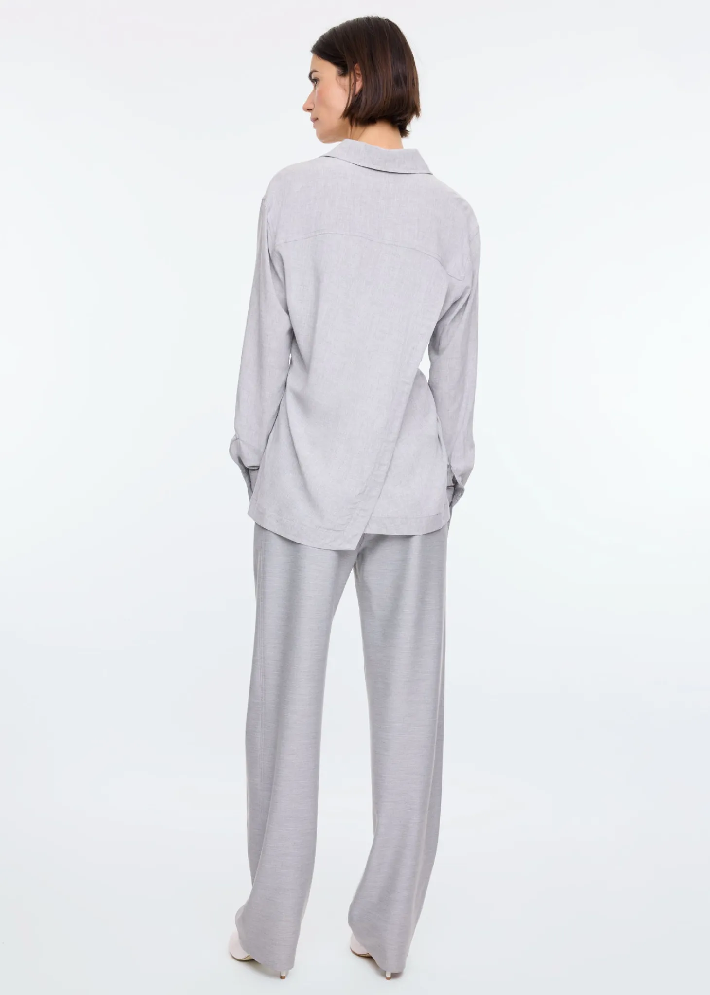 Melange overlap blouse