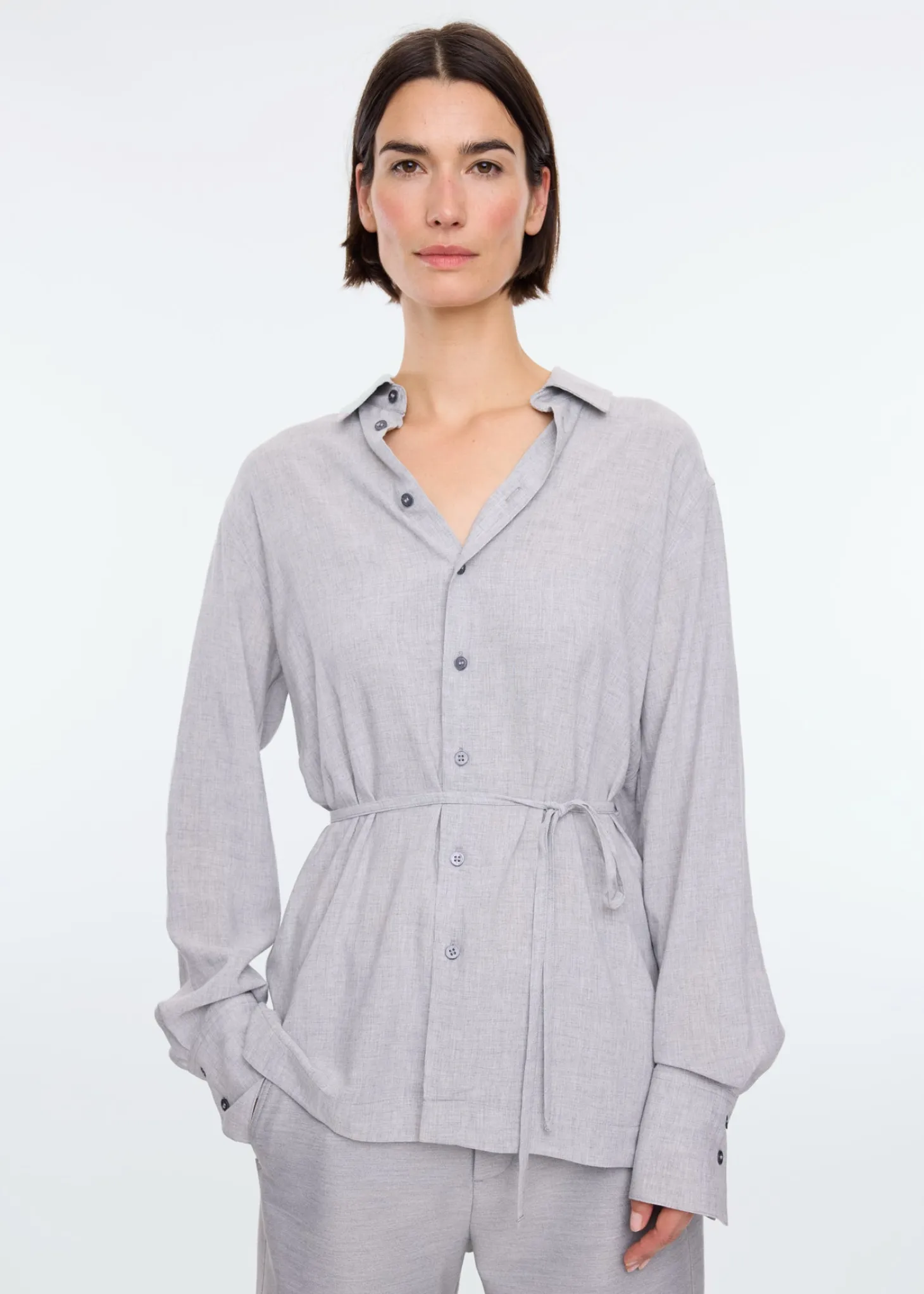 Melange overlap blouse