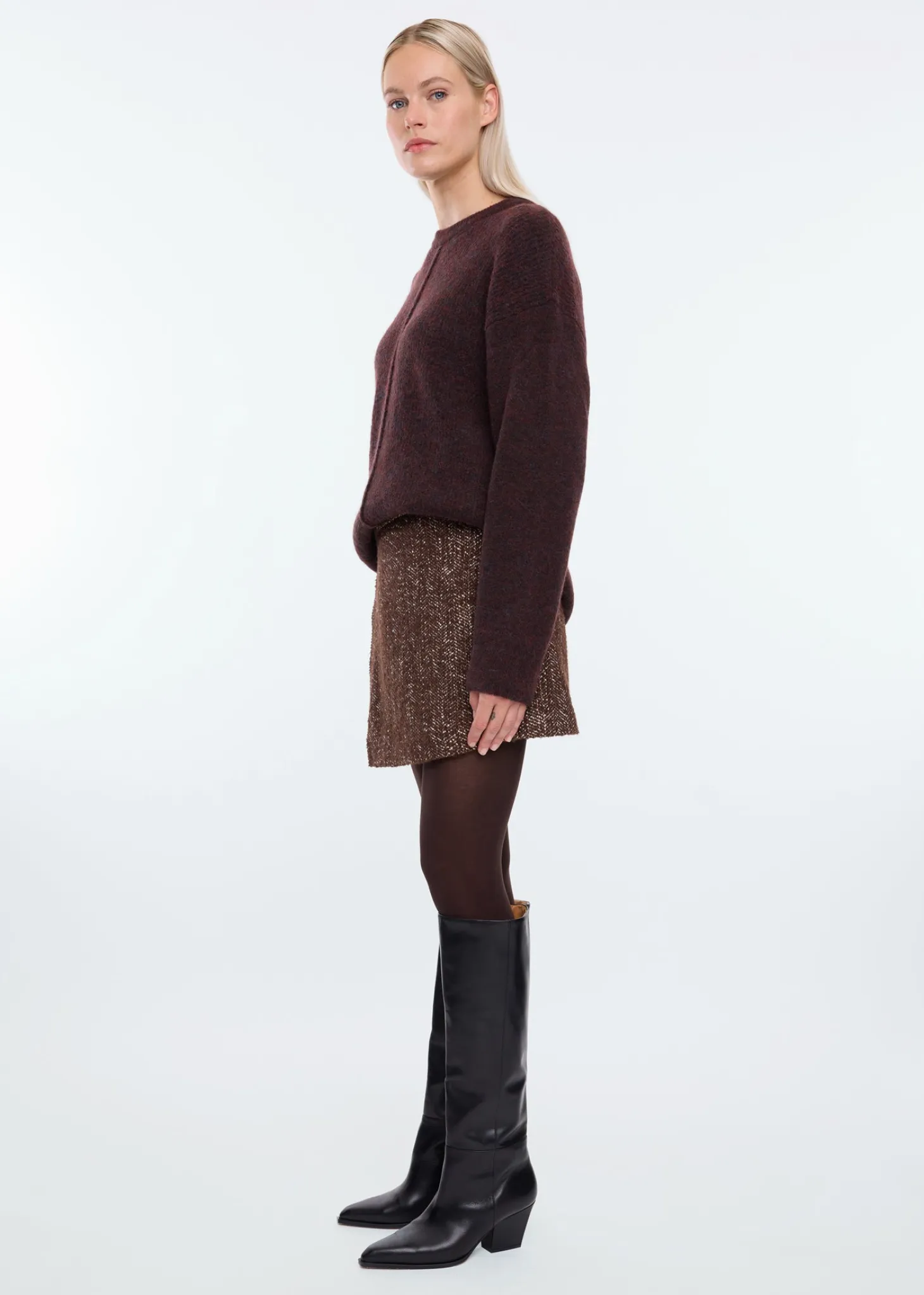 Metallic boucle skort
