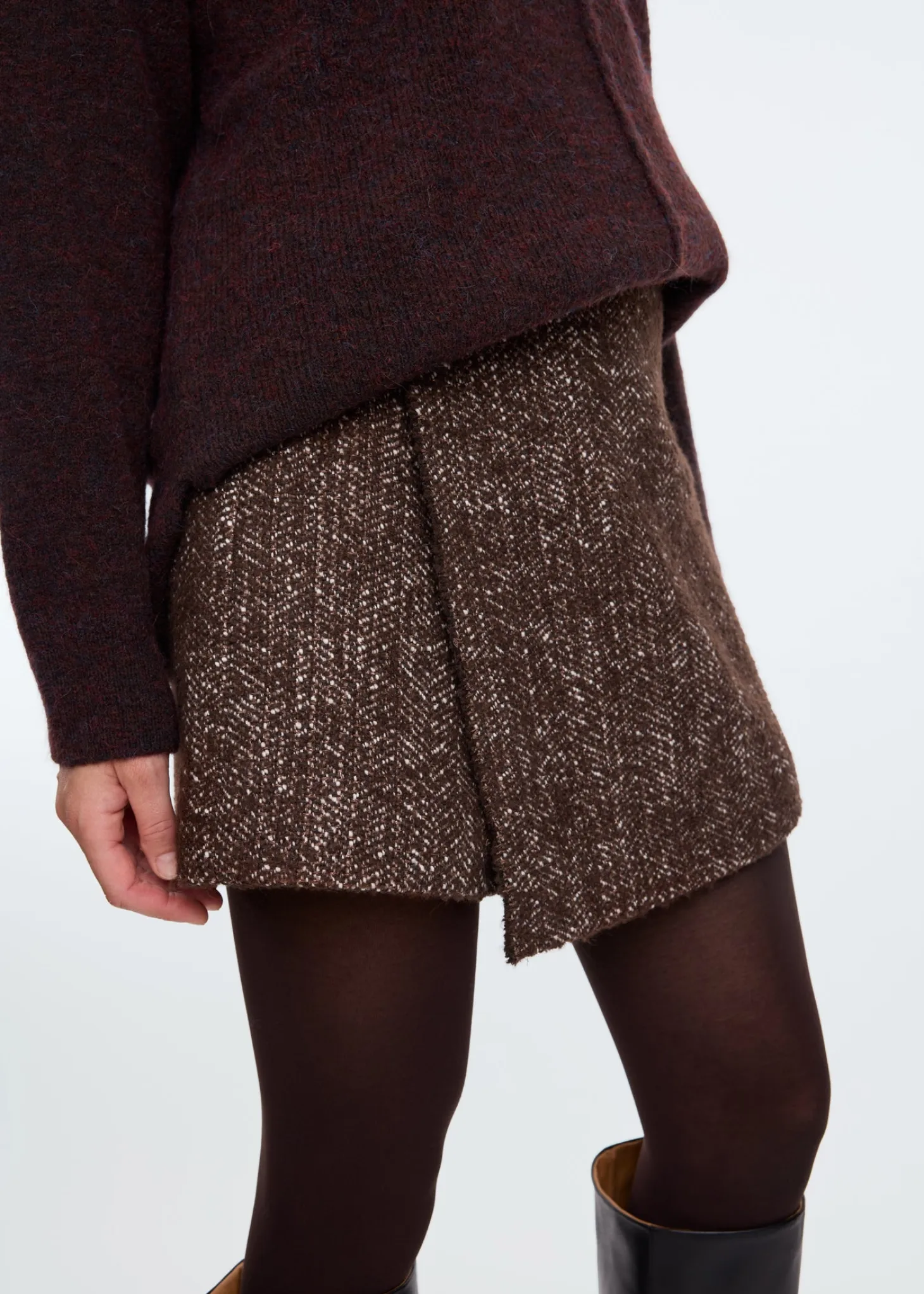 Metallic boucle skort