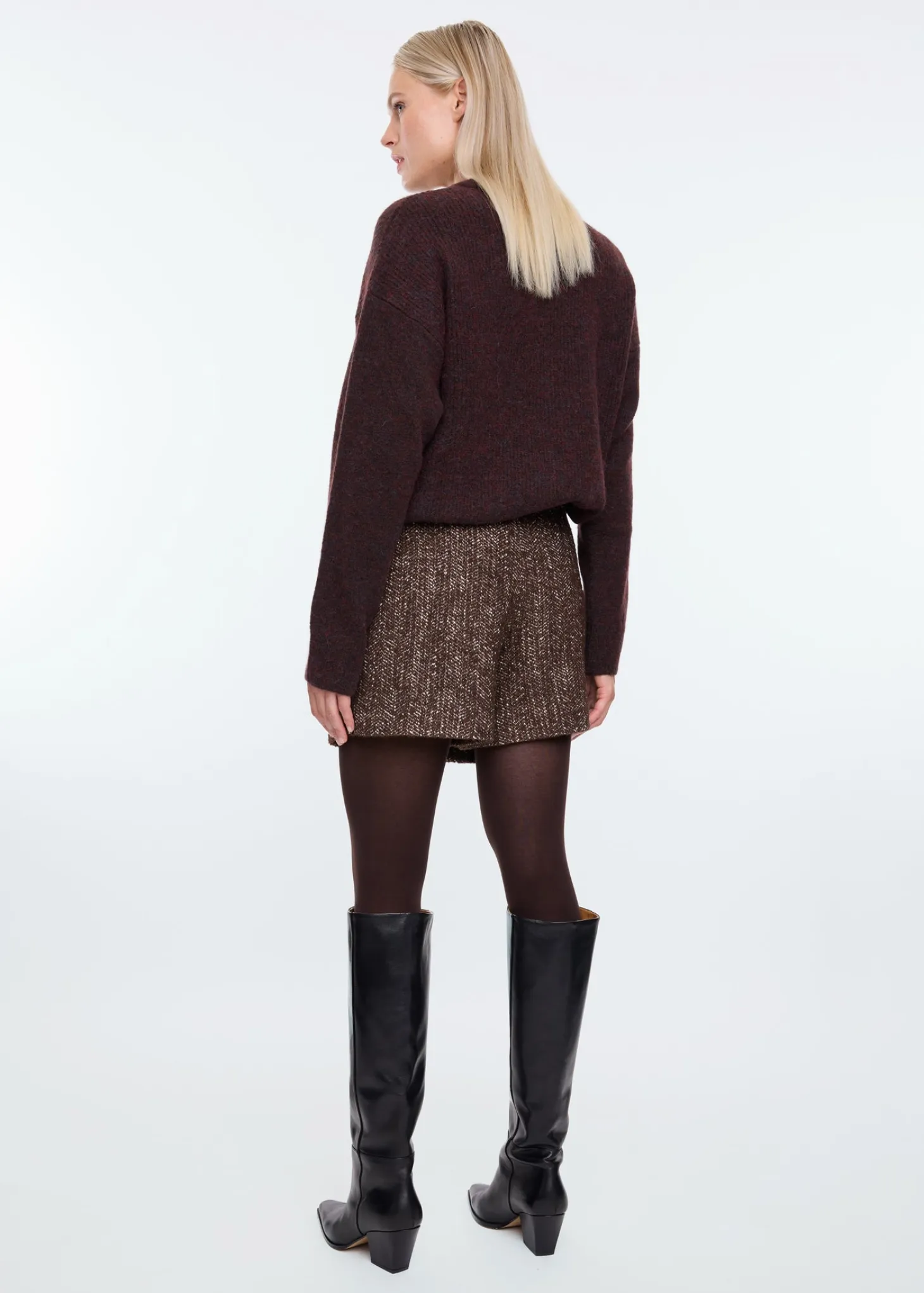 Metallic boucle skort