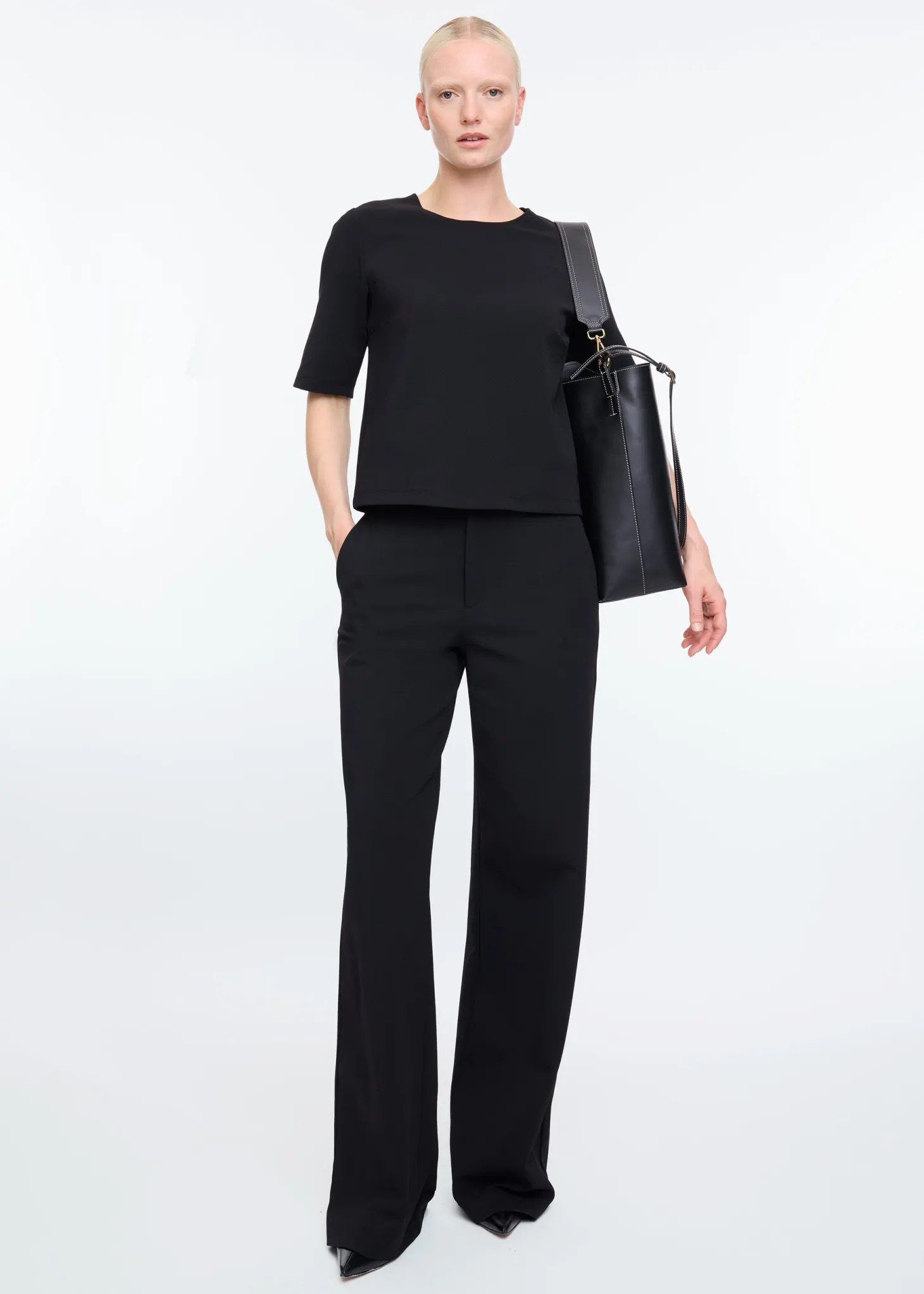 Mid sleeve twill top