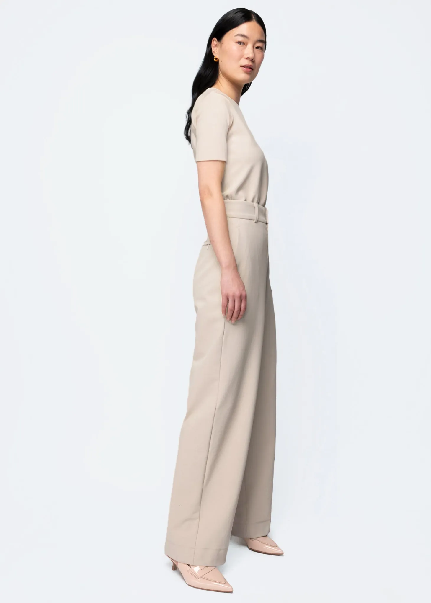 Mid sleeve twill top