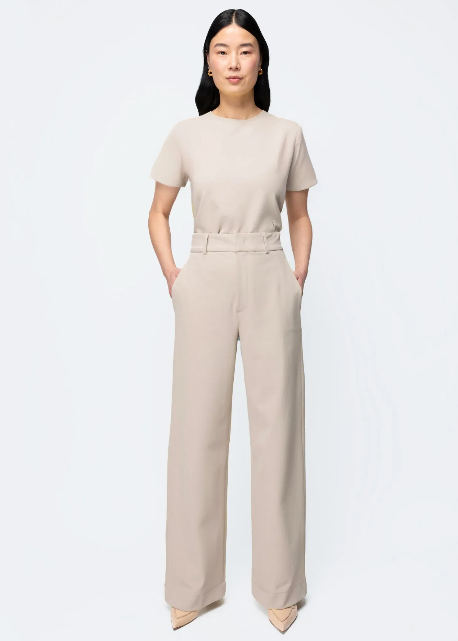 Mid sleeve twill top