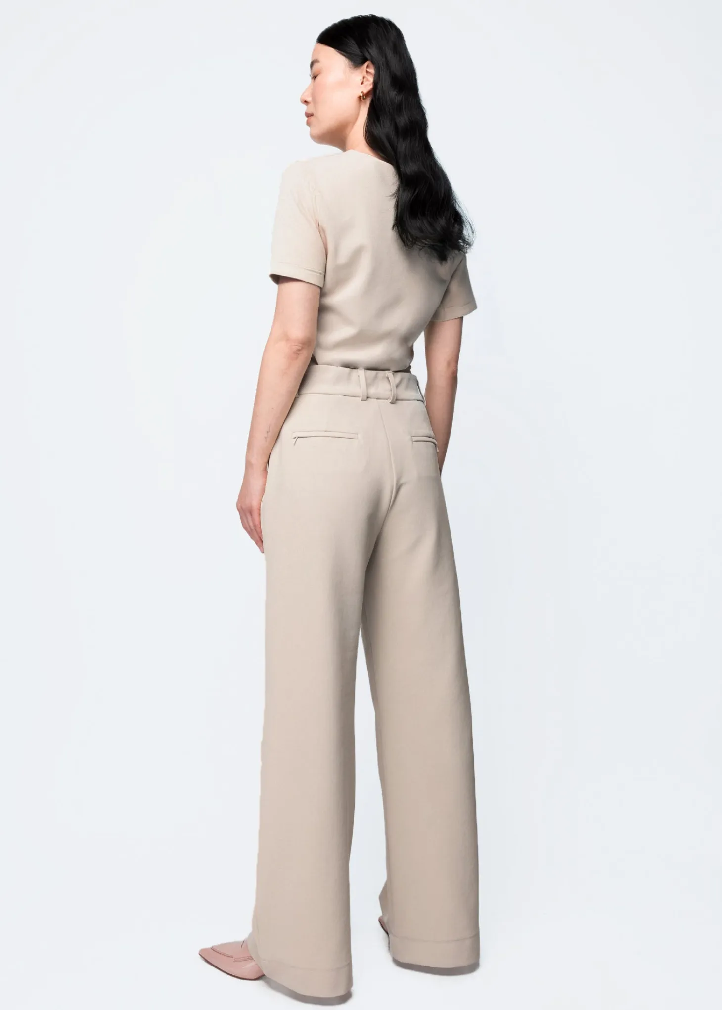 Mid sleeve twill top