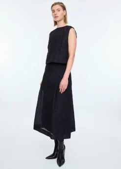 Pleated seersucker skirt