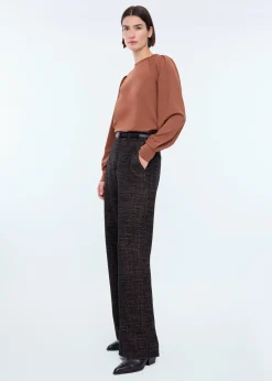 Pleated sleeve punto top
