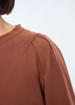Pleated sleeve punto top